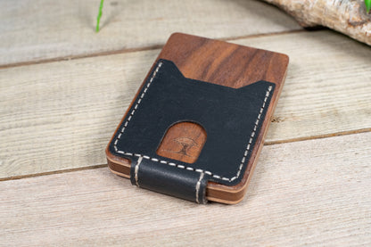 TreeShell Walnut Wood & Leather Wallet with Magnetic Money Clip